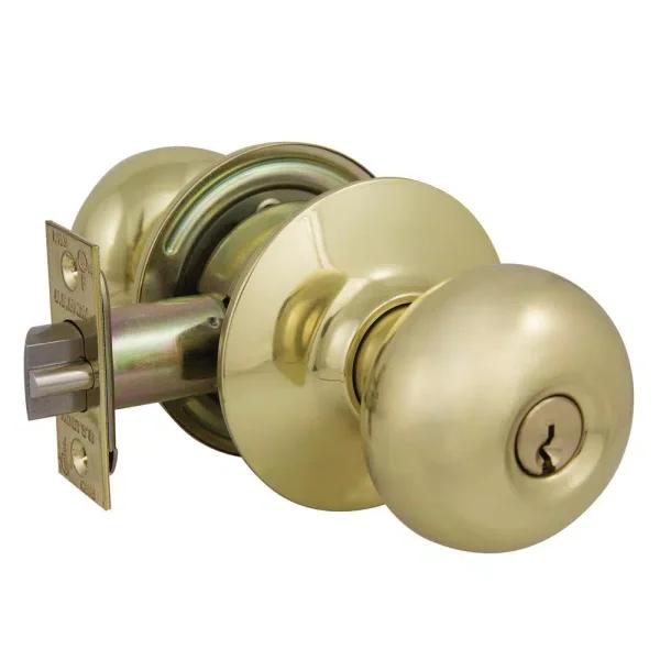 US Lock Plymouth Storeroom Door Knob, ANSI Grade 2, Bright Brass US3, 2-3/8 in. Backset