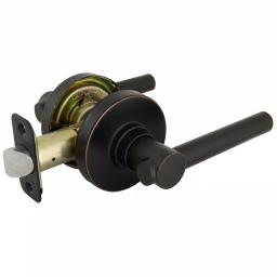 Defiant Highland Aged Bronze Passage Door Lever with Round Rose thumbnail 6