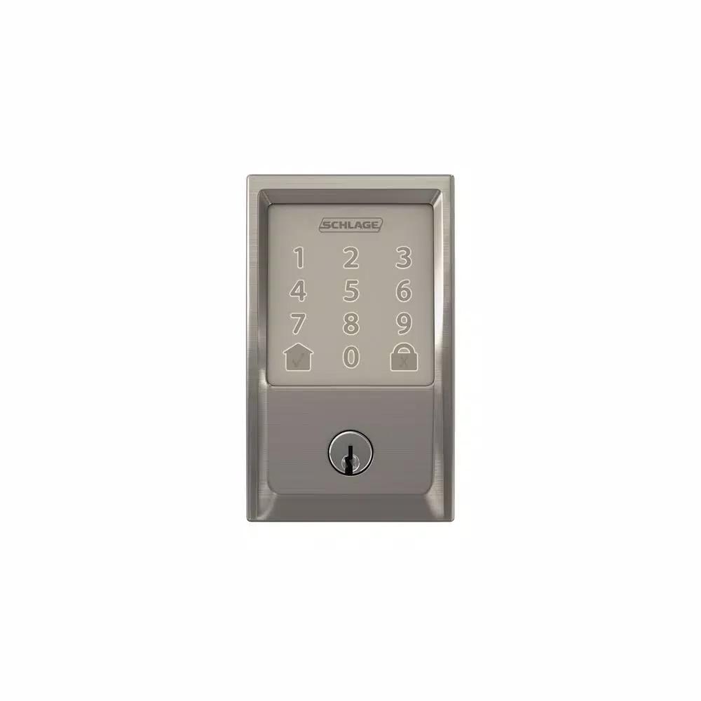 Schlage Encode Smart WiFi Door Lock with Latitude Lever Handleset, Satin Nickel