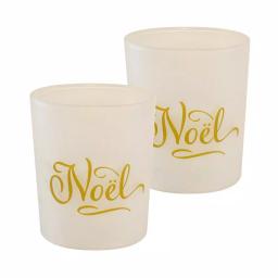 LUMABASE Noel Glass LED Battery Operated Candles with Timer, Gold, Set of 2 thumbnail 1