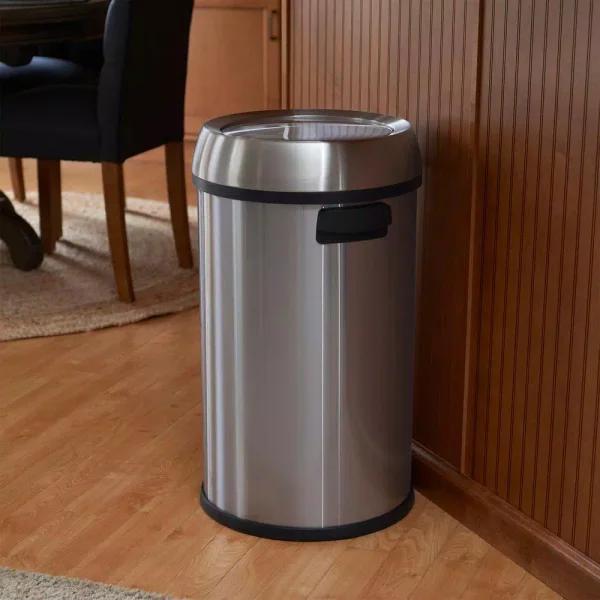 Household Essentials Design Trend 65L 17 Gallon Stainless Steel Commercial Round Trash Can with Swing Lid