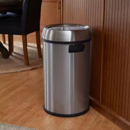 Household Essentials Design Trend 65L 17 Gallon Stainless Steel Commercial Round Trash Can with Swing Lid thumbnail 1