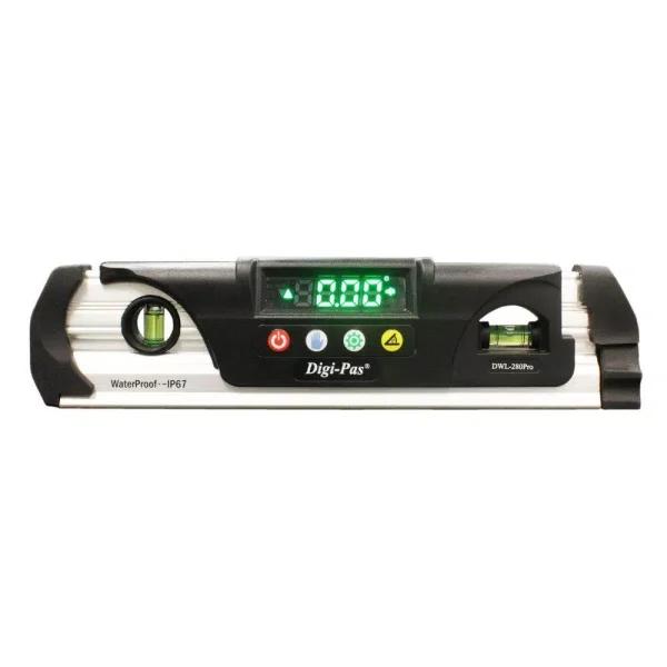 Digi-Pas DWL280PRO 9 in. IP67 Waterproof Digital Torpedo Level with LED Display and Magnetic V-Groove Base