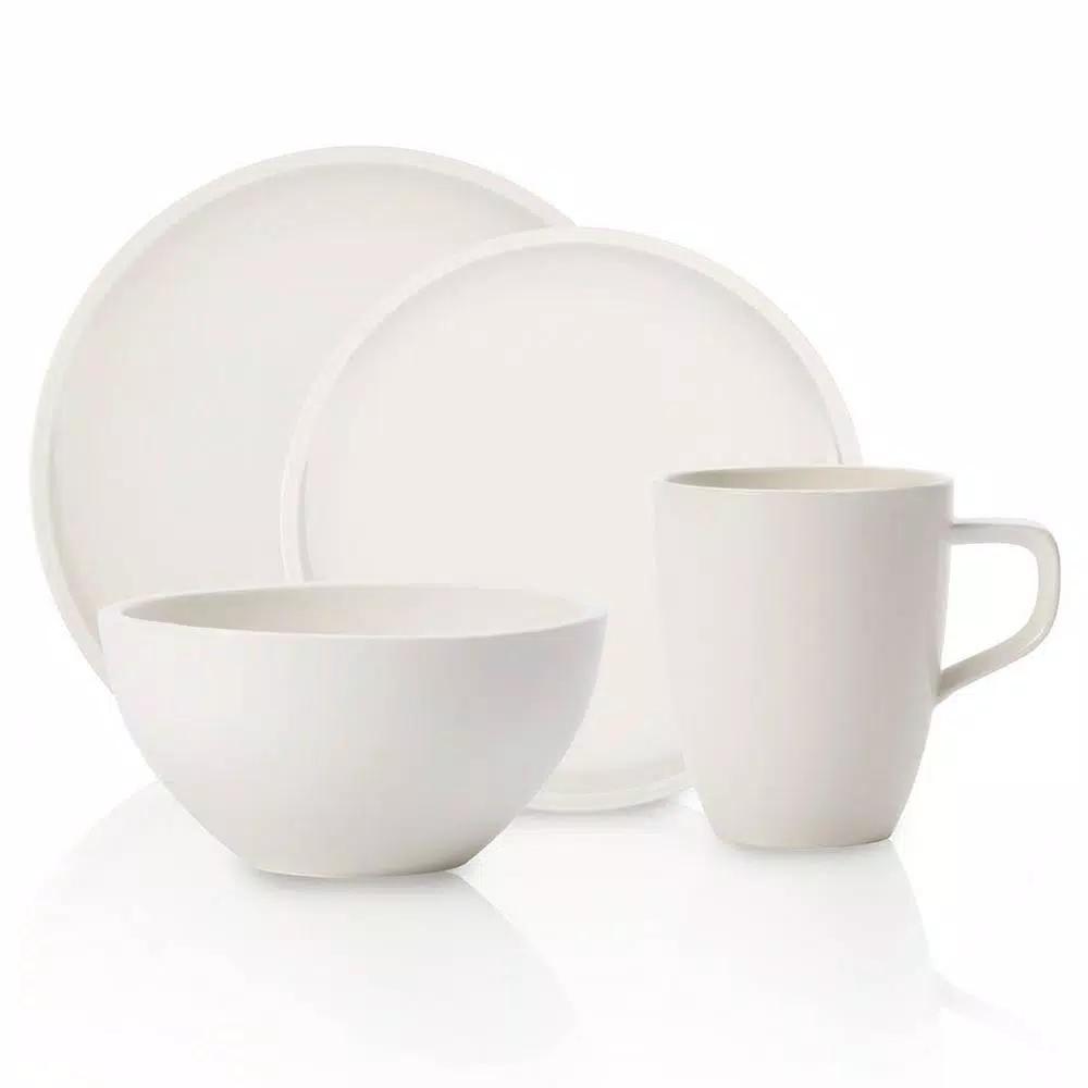 Villeroy & Boch Artesano 4-Piece White Porcelain Dinnerware Set, Service for 1
