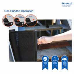 Perma Child Safety Extra Wide Outdoor Retractable Gate, 33 in. H x 71 in. W, Black thumbnail 3