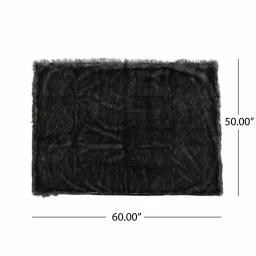 Noble House Warrin Black and White Streak Faux Fur Throw Blanket thumbnail 4
