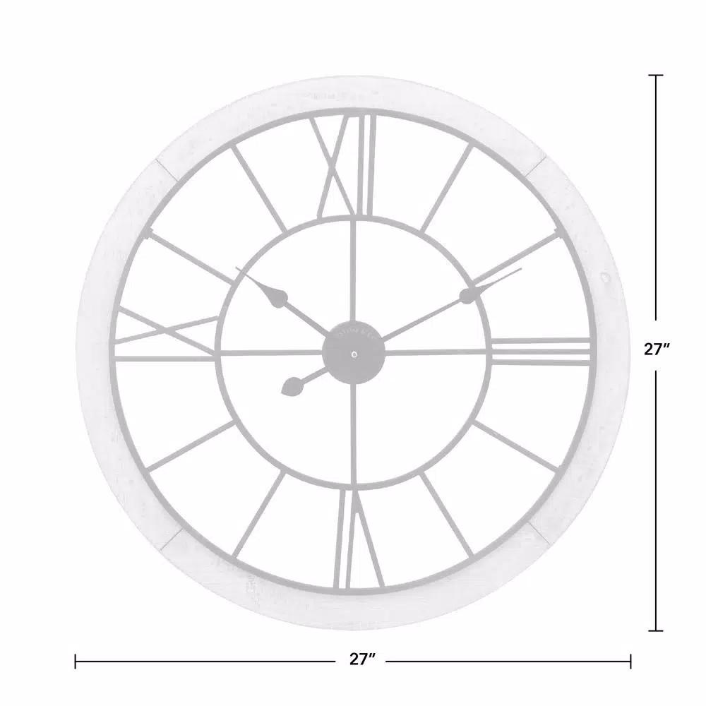 FirsTime & Co. 27 in. Timeworn Farmhouse Wall Clock with Whitewashed Wood Frame