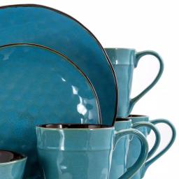 Elama Sea Glass 16-Piece Turquoise Stoneware Dinnerware Set, Service for 4 thumbnail 8