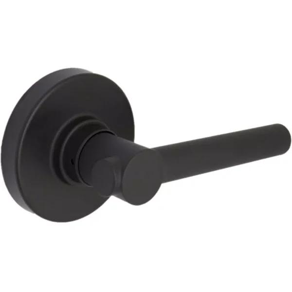 Defiant Highland Matte Black Passage Door Lever with Round Rose