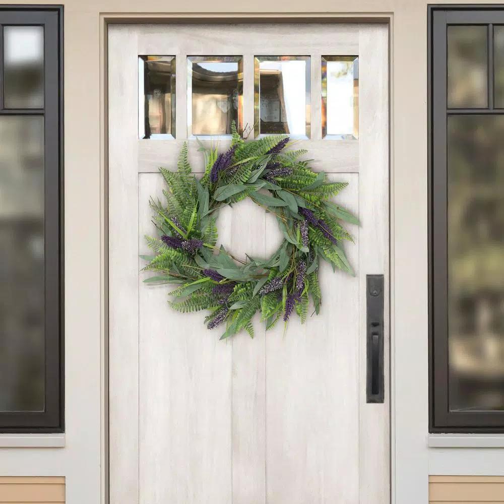 Unbranded Puleo International 24 in. Artificial Lavender Floral Spring Wreath, Purple and Yellow