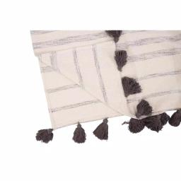 3R Studios Grey Striped Cotton Woven Throw Blanket with Tassels thumbnail 6