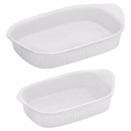 Corningware French White 2-Piece Ceramic Bakeware Set, Rectangle thumbnail 2
