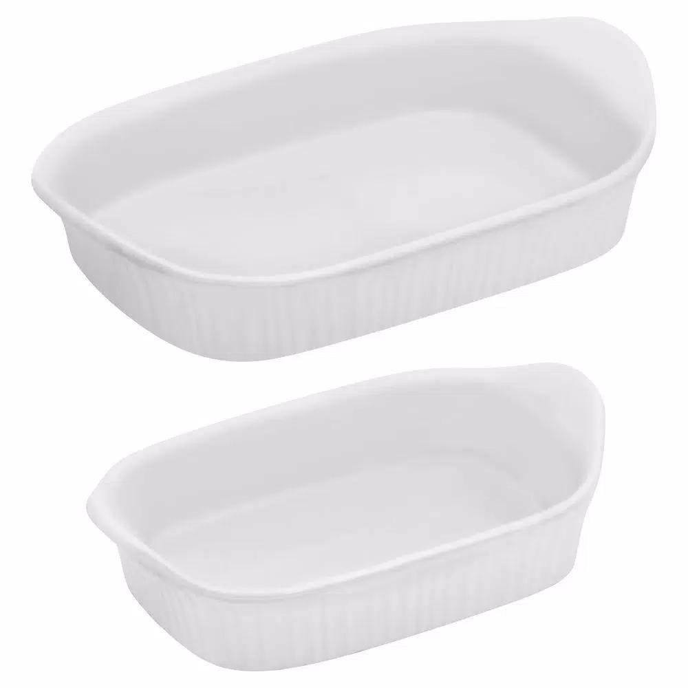Corningware French White 2-Piece Ceramic Bakeware Set, Rectangle
