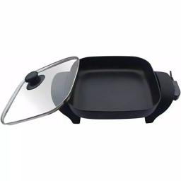 Nesco 8 in. Electric Skillet, 1800W Non-Stick Square Pan with Glass Lid, Black thumbnail 6