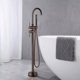 Vanity Art 46 in. Freestanding Single Handle Claw Foot Tub Faucet with Hand Shower, Oil Rubbed Bronze thumbnail 6