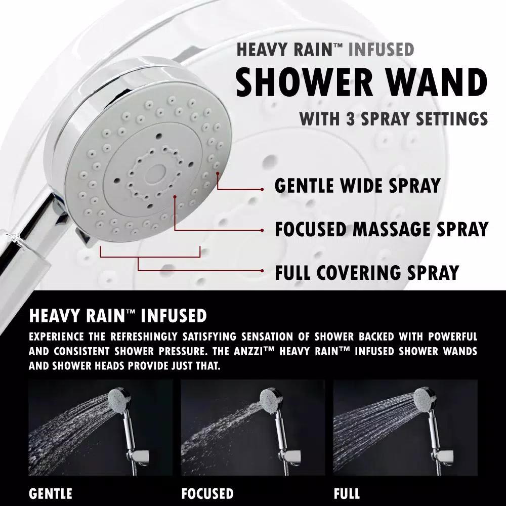 ANZZI Pure 59 in. 3-Jet Full Body Shower Panel System, Mahogany Deco-Glass with Heavy Rain Head & Handheld Sprayer