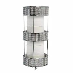 Bath Bliss Pave Diamond Design Toilet Paper Holder, Chrome Freestanding Stand thumbnail 1