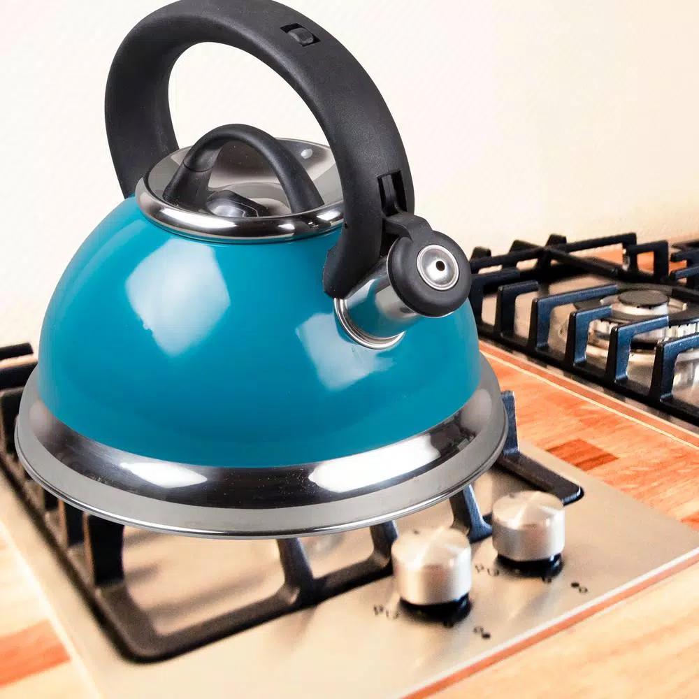 Creative Home Alexa 3.0 Qt. Stainless Steel Whistling Tea Kettle, Aqua Blue