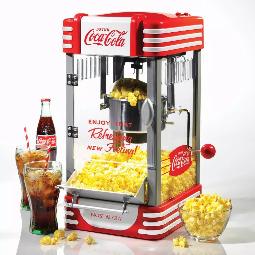 Unbranded Coca-Cola Countertop Popcorn Popper Machine with 2.5-Oz. Stainless Steel Kettle, Red