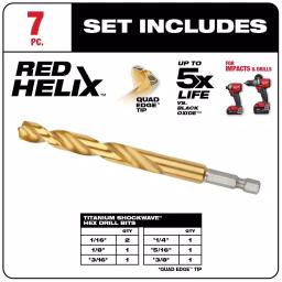 Milwaukee SHOCKWAVE Impact Duty Red Helix Titanium Drill Bit Set, 7-Piece thumbnail 3