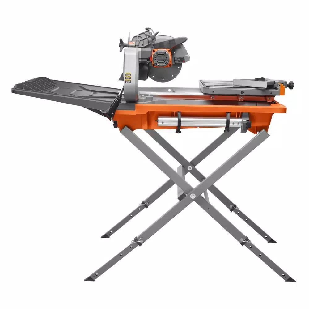 RIDGID 8 in. Wet Tile Saw with Stand, 12 Amp Corded Tile Saw with Extended Rip Capacity