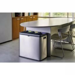 Step N' Sort 16 Gal. Stainless Steel 3-Compartment Open Top Trash and Recycling Bin with Removable Bins thumbnail 6