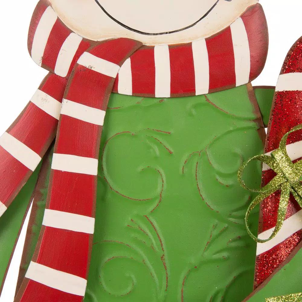 Glitzhome 36 in. Metal Snowman Holiday Decor - 3-in-1 Yard Stake, Standing, or Wall Hanging Decoration