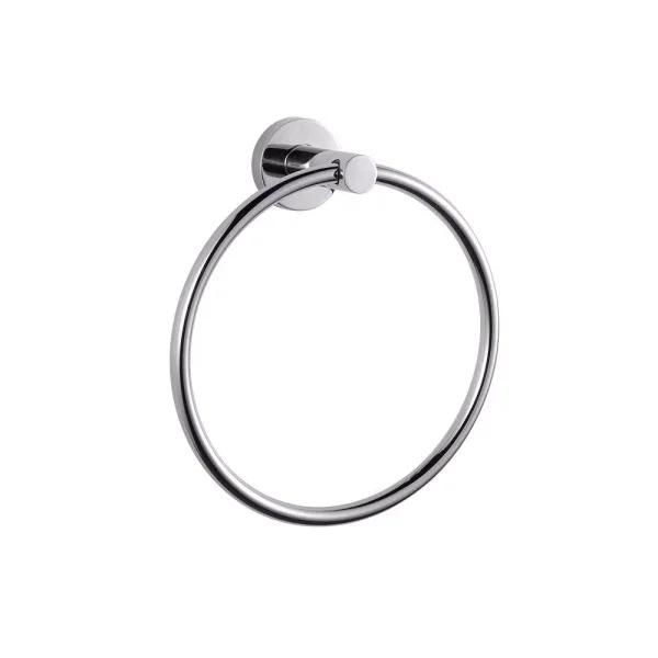 Lexora Bagno Nera Stainless Steel Towel Ring, Chrome Finish
