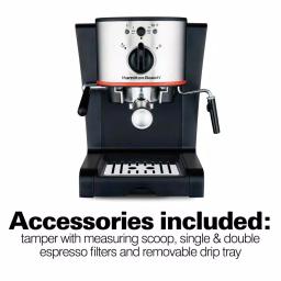 Hamilton Beach 2-Cup Espresso and Cappuccino Maker with Milk Frother, 15 Bar Pump, Black/Stainless Steel thumbnail 6