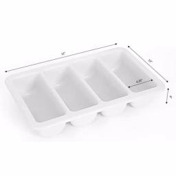 Basicwise 4-Compartment Commercial Plastic Cutlery Holder & Drawer Organizer, Gray thumbnail 5