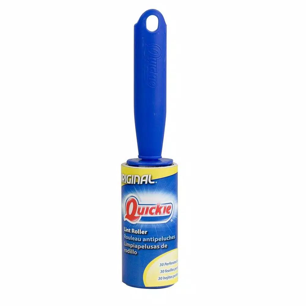 Quickie Adhesive Lint Roller with 30 Sticky Sheets, Blue/White