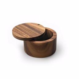 Ironwood Handcrafted Acacia Wood Salt Cellar with Swivel Lid thumbnail 1