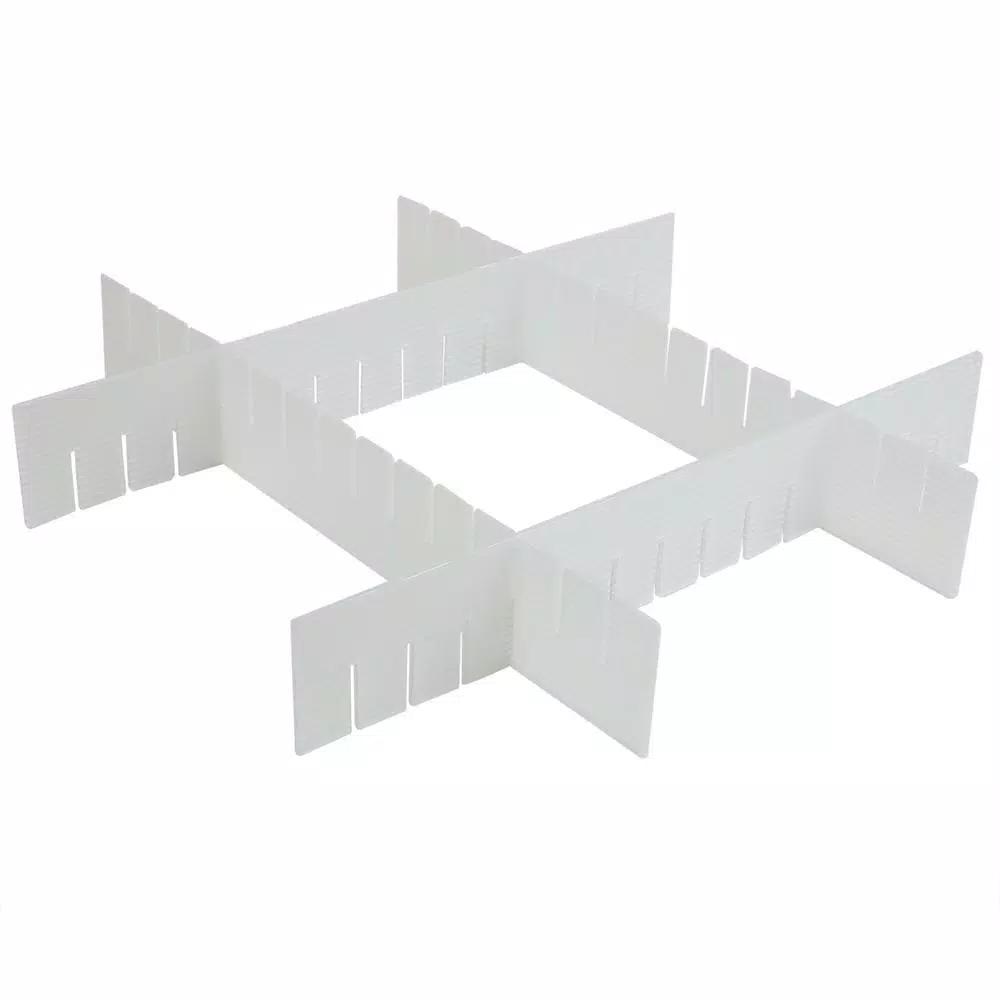 Unbranded White Plastic Drawer Organizer Divider, Customizable Compartments for Office and Home