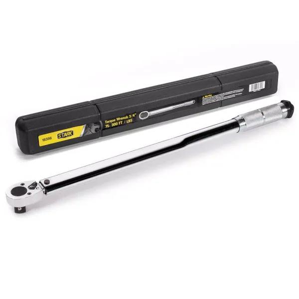 Stark 3/4 in. Drive Micro-Adjustable Click Torque Wrench, 75-300 ft./lb., with Storage Case