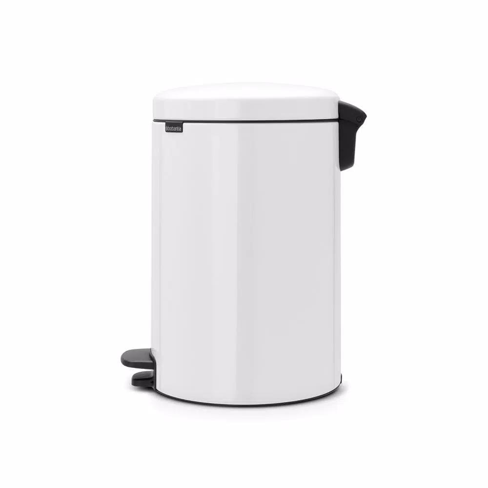 Brabantia Icon 5.3 Gal. White Steel Step-On Trash Can with Soft-Close Lid
