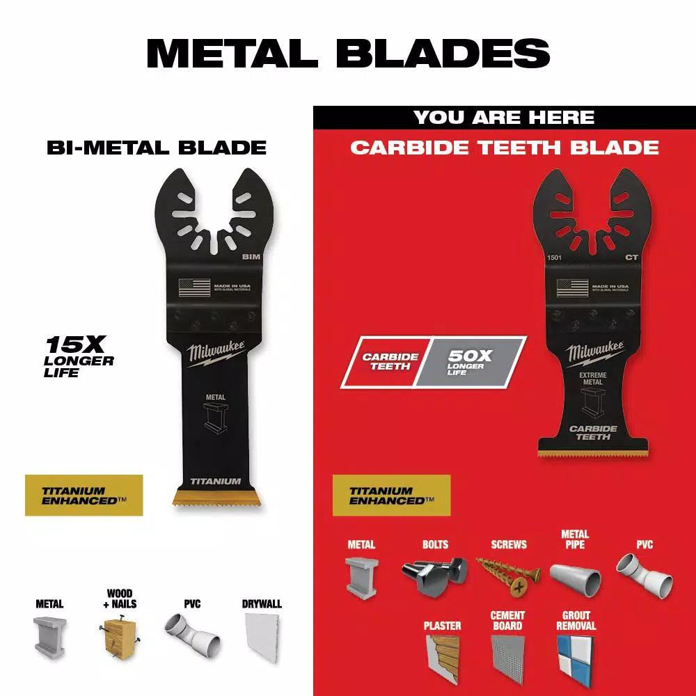 Milwaukee 1-3/8 in. Carbide Universal Fit Extreme Metal Cutting Oscillating Multi-Tool Blades, 10-Pack