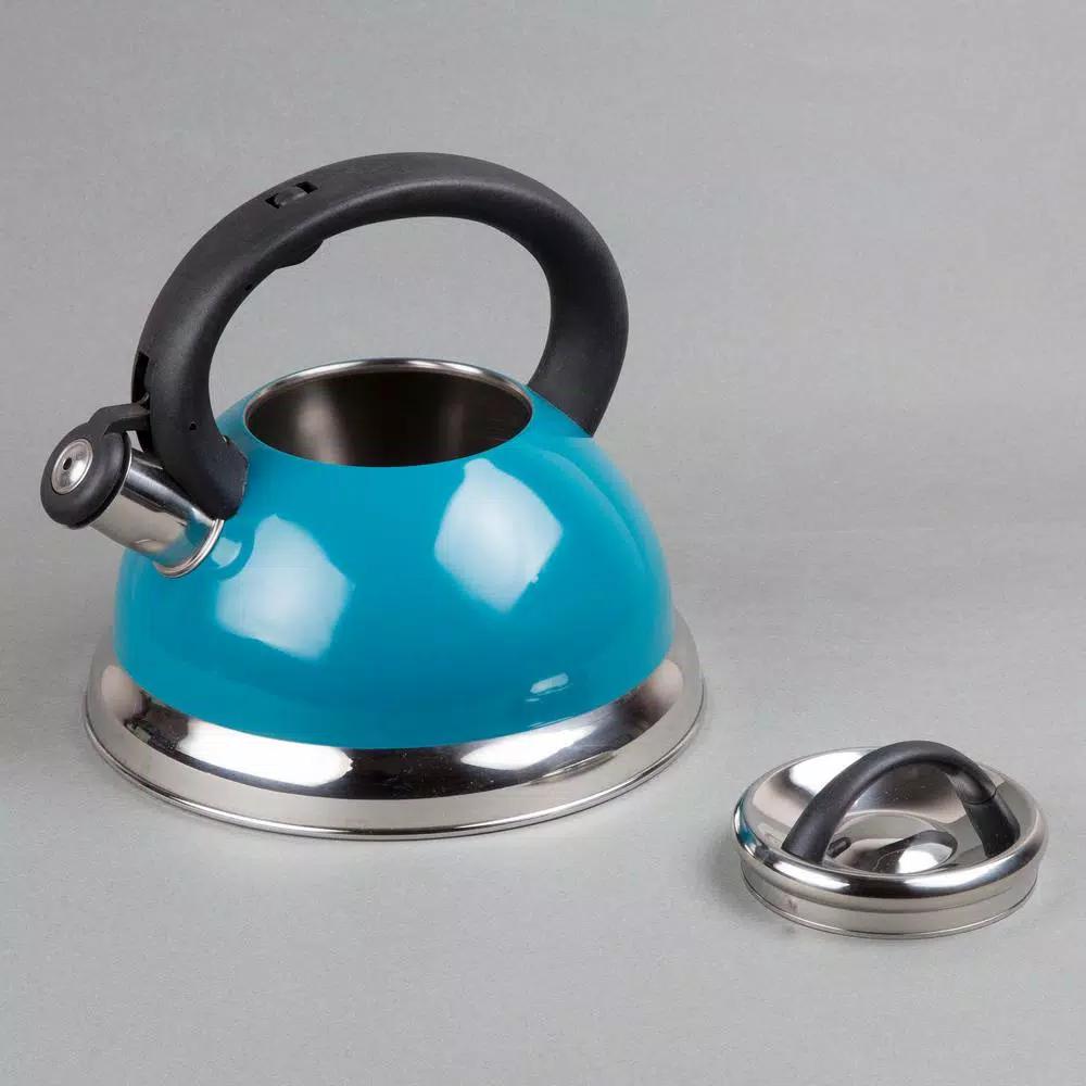 Creative Home Alexa 3.0 Qt. Stainless Steel Whistling Tea Kettle, Aqua Blue