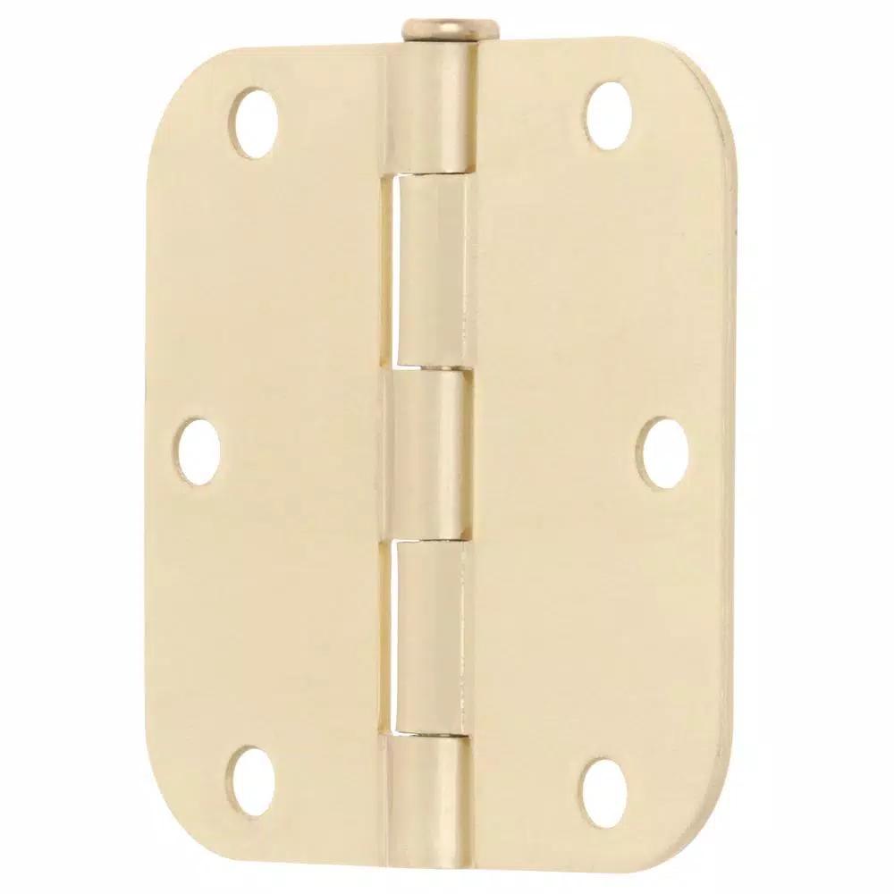 Everbilt 3-1/2 in. x 5/8 in. Radius Satin Brass Steel Butt Door Hinge, 24-Pack