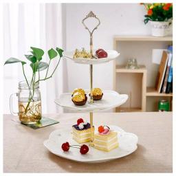 MALACASA 3-Tiered White Porcelain Cupcake Tower Stand - Round Dessert & Appetizer Serving Stand thumbnail 2