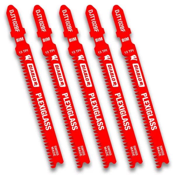 Diablo 3-5/8 in. x 13 TPI Bi-Metal T-Shank Jigsaw Blades for Plexiglass, 5-Pack
