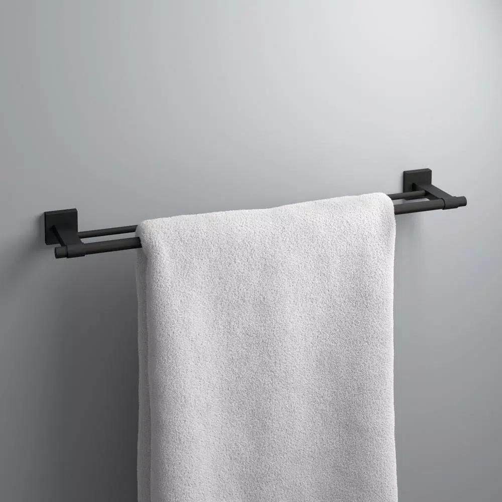 Franklin Brass Maxted 24 in. Double Towel Bar, Matte Black Modern Wall Mounted Bathroom Hardware