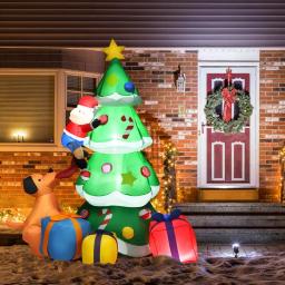 Costway 7 ft. Inflatable Christmas Tree with Santa, Puppy, and LED Lights - Outdoor Holiday Decor thumbnail 8
