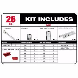 Milwaukee 1/4 in. Drive SAE & Metric Ratchet and Socket Mechanics Tool Set, 54-Piece thumbnail 2