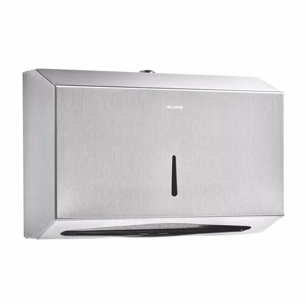 Alpine Industries Stainless Steel Brushed C-Fold and Multi-Fold Paper Towel Dispenser