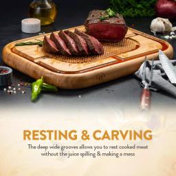 Unbranded Bambsi Bamboo Meat Carving Board with Pyramid Design and Juice Groove, Reversible Large Cutting Board thumbnail 2