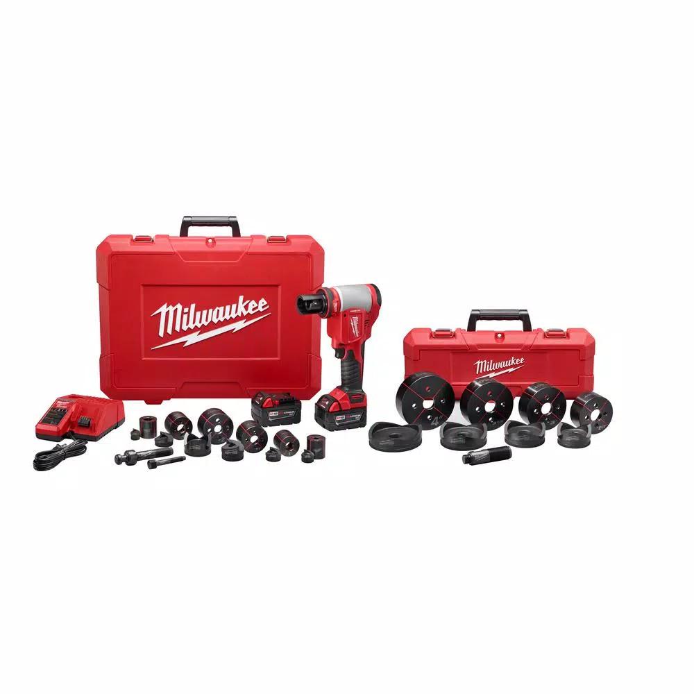 Milwaukee M18 Force Logic 10T Knockout Tool Kit with M18 FUEL Hammer Drill & 5.0 Ah Battery