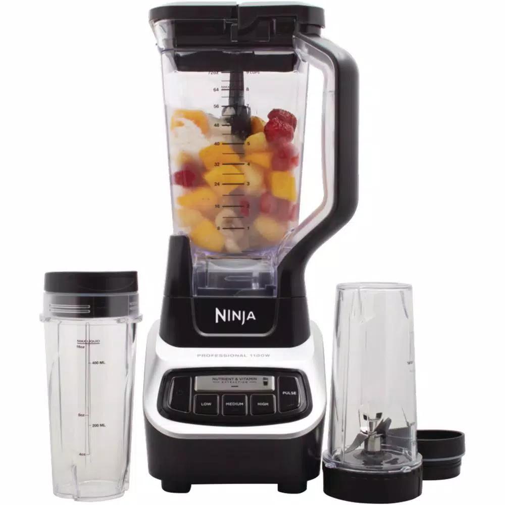Ninja Professional Blender, 1100W, 5-Speed with 72 oz. Pitcher and 2 Nutri Ninja Cups, Black