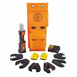 Klein Tools Battery-Operated Cable Cutter/Crimper Kit with 6 Jaws, 2 Batteries & Charger thumbnail 1