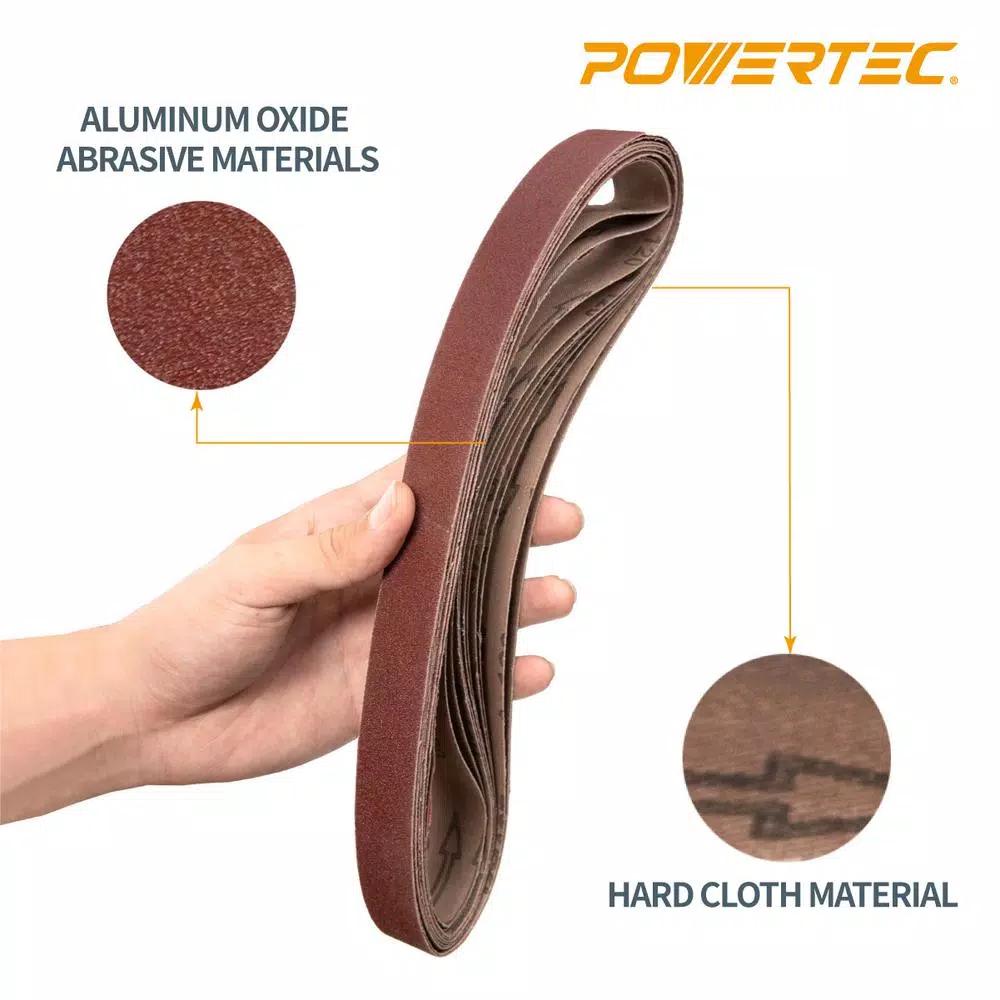 POWERTEC 1 in. x 30 in. Aluminum Oxide Sanding Belt Assortment, 24-Pack (60-400 Grit)