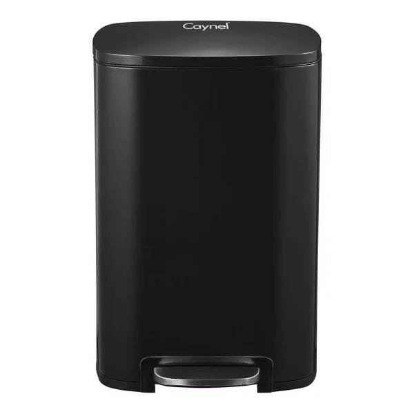Boyel Living 13 Gallon Stainless Steel Rectangular Kitchen Step Trash Can with Black Lid